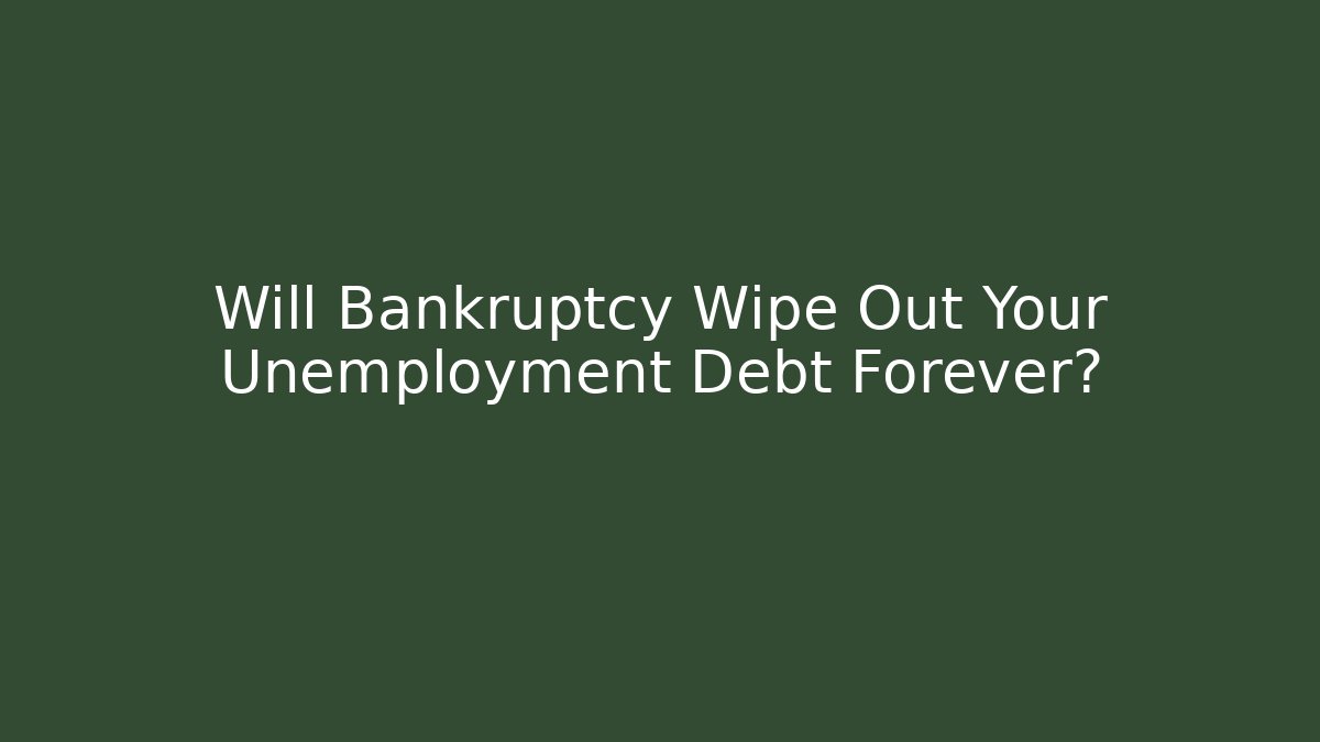 Will Bankruptcy Wipe Out Your Unemployment Debt Forever?