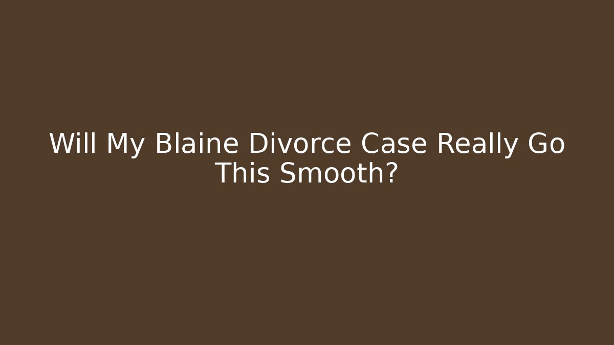 Will My Blaine Divorce Case Really Go This Smooth?