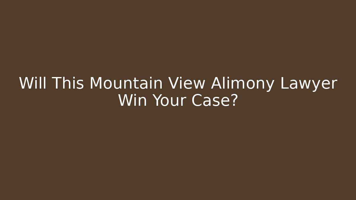 Will This Mountain View Alimony Lawyer Win Your Case?
