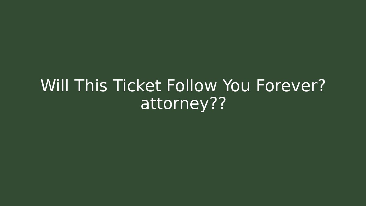 Will This Ticket Follow You Forever? attorney揭秘