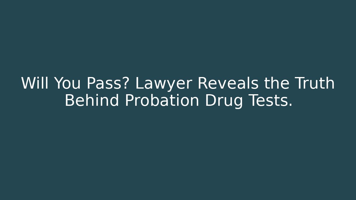 Will You Pass? Lawyer Reveals the Truth Behind Probation Drug Tests.