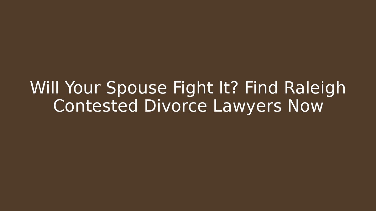 Will Your Spouse Fight It? Find Raleigh Contested Divorce Lawyers Now