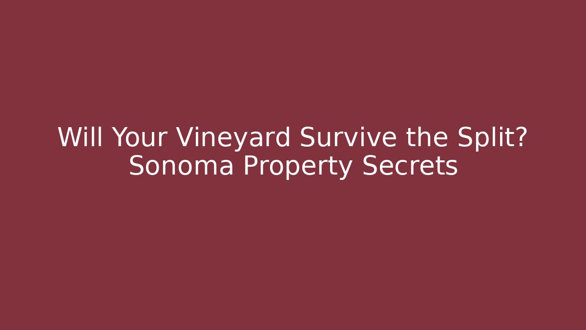 Will Your Vineyard Survive the Split? Sonoma Property Secrets - WealthxGroup