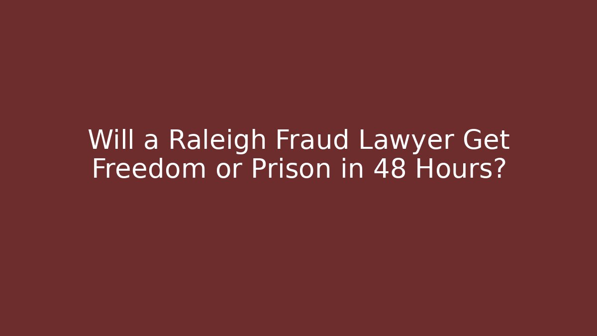 Will a Raleigh Fraud Lawyer Get Freedom or Prison in 48 Hours?