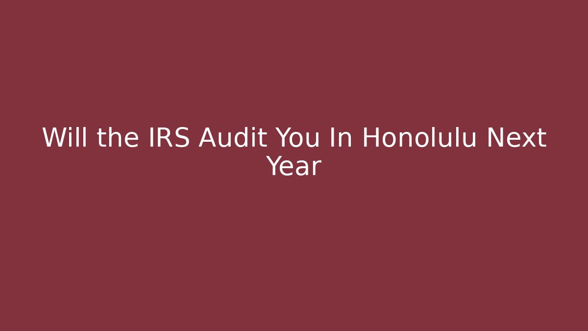 Will the IRS Audit You In Honolulu Next Year