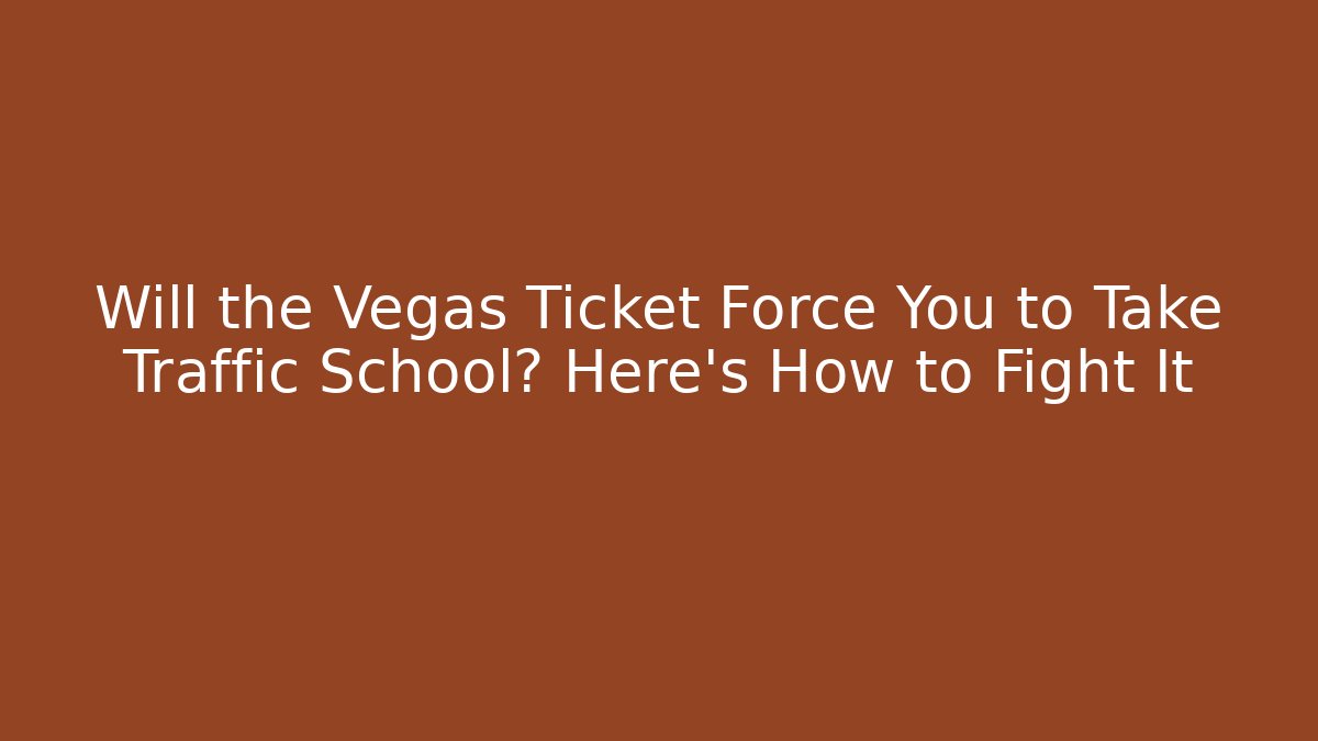 Will the Vegas Ticket Force You to Take Traffic School? Here’s How to Fight It