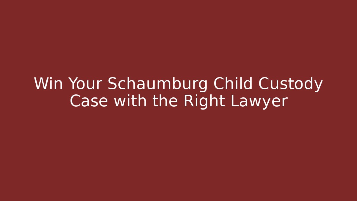 Win Your Schaumburg Child Custody Case with the Right Lawyer
