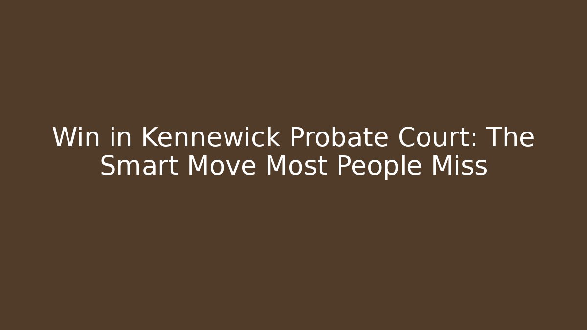 Win in Kennewick Probate Court: The Smart Move Most People Miss