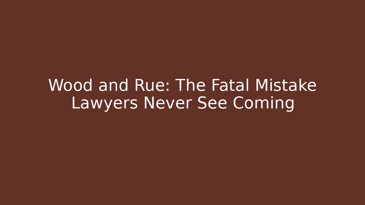 Wood and Rue: The Fatal Mistake Lawyers Never See Coming