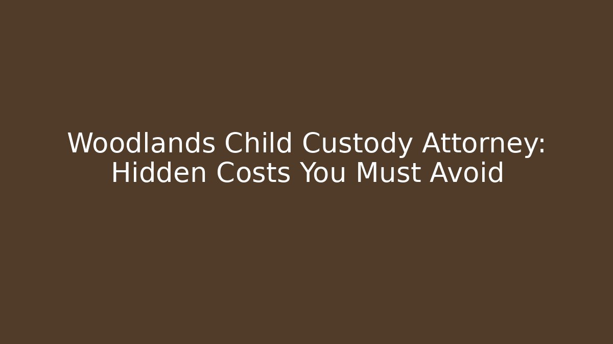 Woodlands Child Custody Attorney: Hidden Costs You Must Avoid