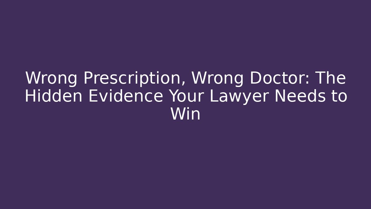 Wrong Prescription, Wrong Doctor: The Hidden Evidence Your Lawyer Needs to Win