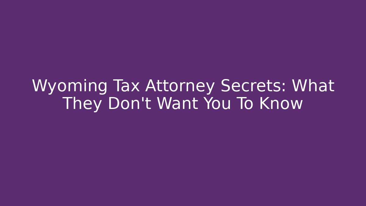 Wyoming Tax Attorney Secrets: What They Don't Want You To Know