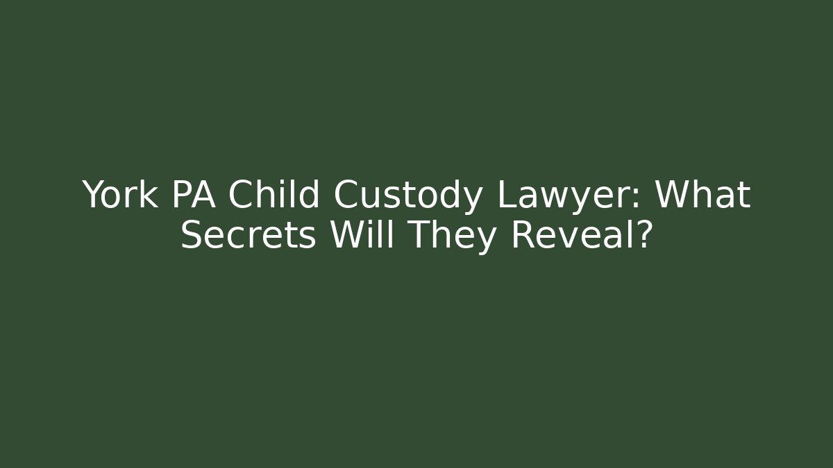 York PA Child Custody Lawyer: What Secrets Will They Reveal?