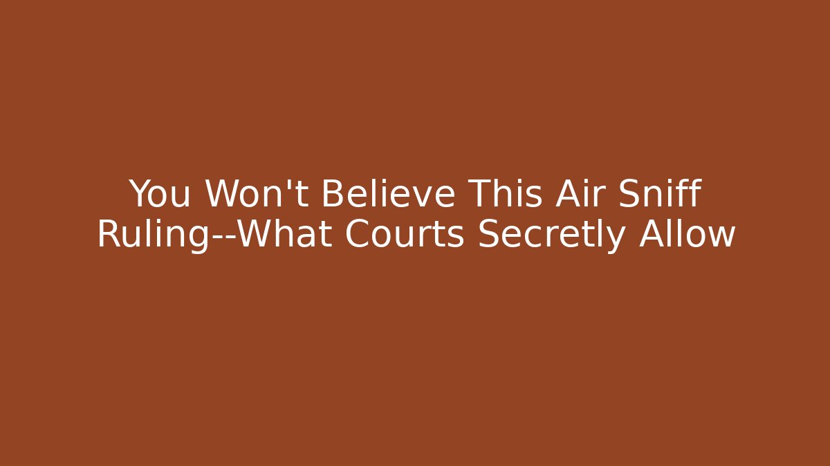 You Won't Believe This Air Sniff Ruling—What Courts Secretly Allow