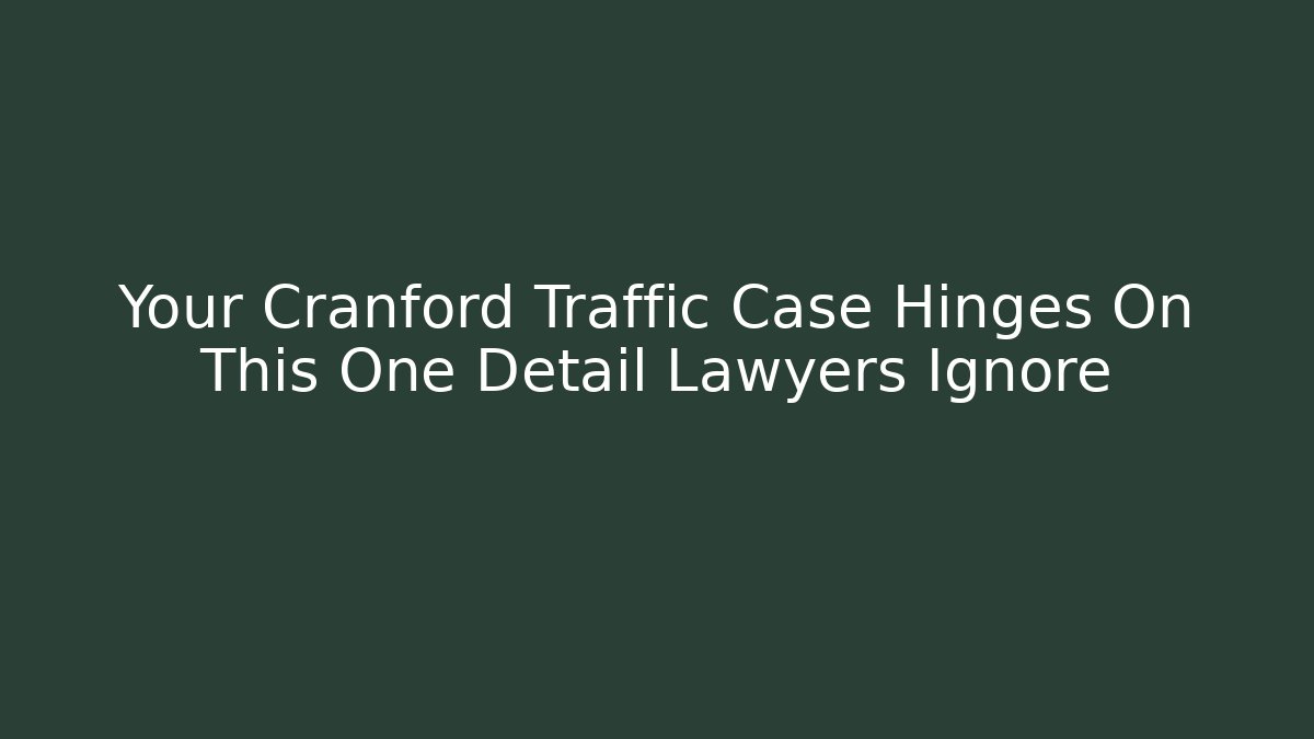 Your Cranford Traffic Case Hinges On This One Detail Lawyers Ignore