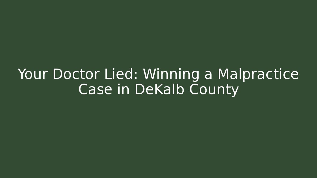 Your Doctor Lied: Winning a Malpractice Case in DeKalb County - WealthxGroup