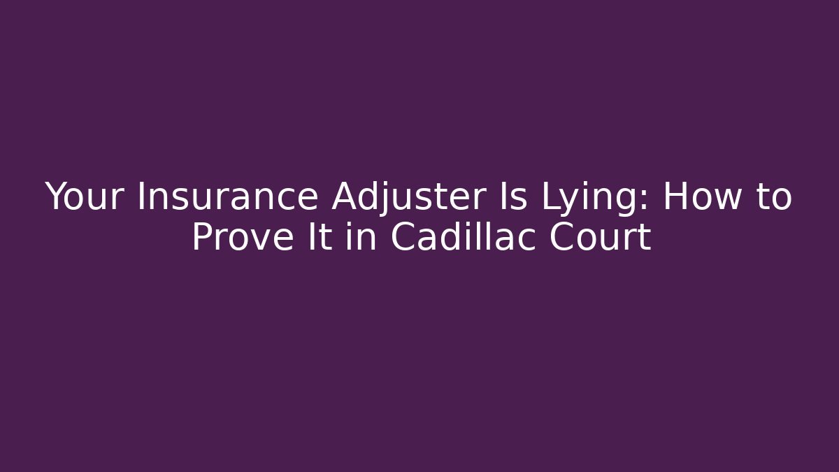 Your Insurance Adjuster Is Lying: How to Prove It in Cadillac Court