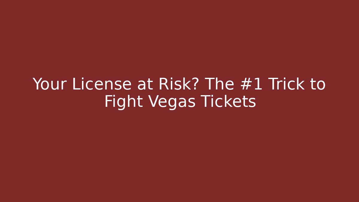 Your License at Risk? The #1 Trick to Fight Vegas Tickets
