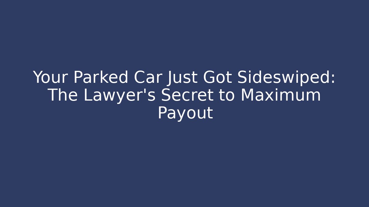 Your Parked Car Just Got Sideswiped: The Lawyer’s Secret to Maximum Payout