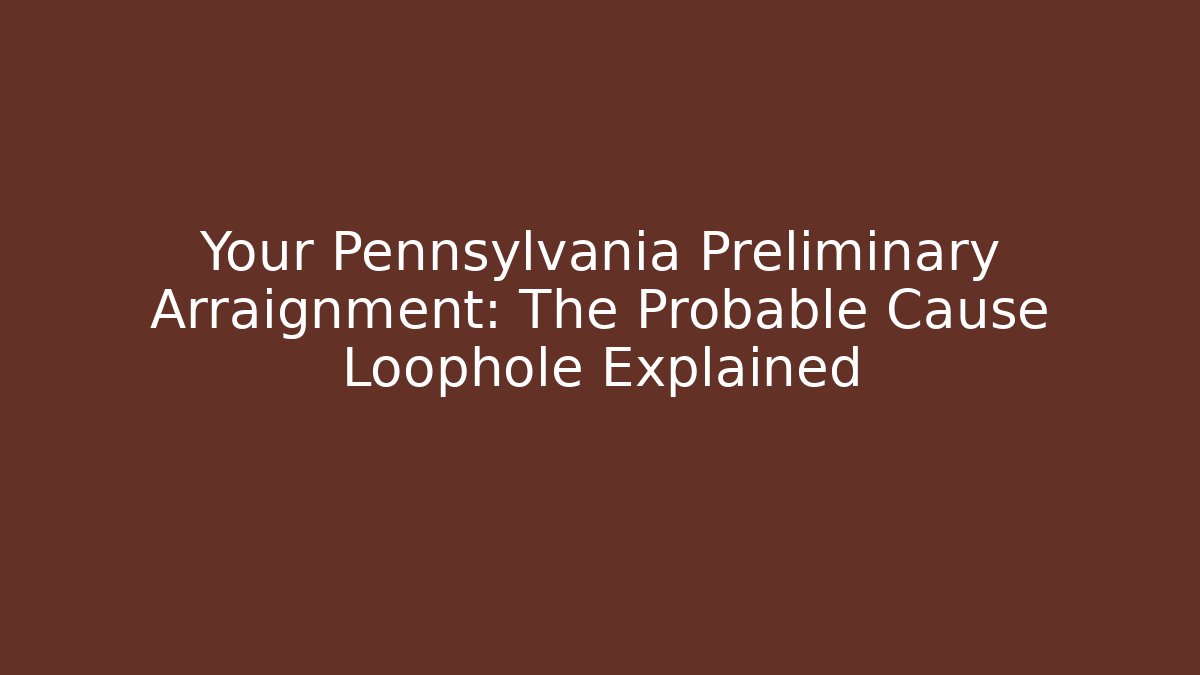 Your Pennsylvania Preliminary Arraignment: The Probable Cause Loophole Explained