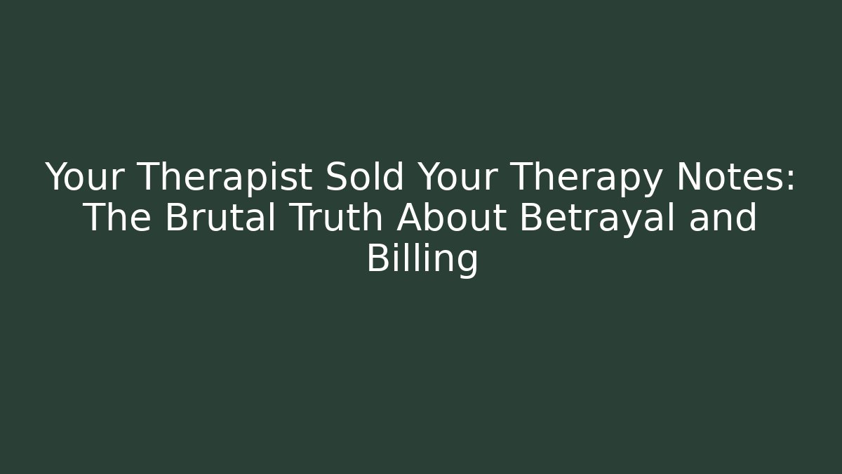 Your Therapist Sold Your Therapy Notes: The Brutal Truth About Betrayal and Billing