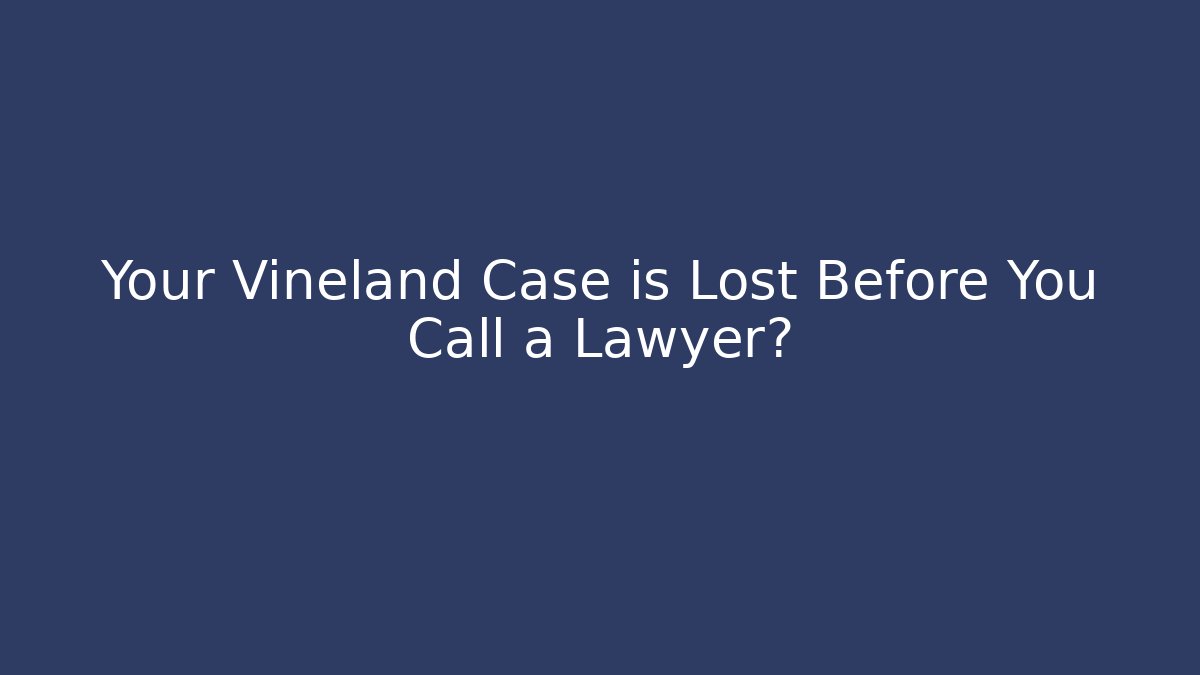 Your Vineland Case is Lost Before You Call a Lawyer?