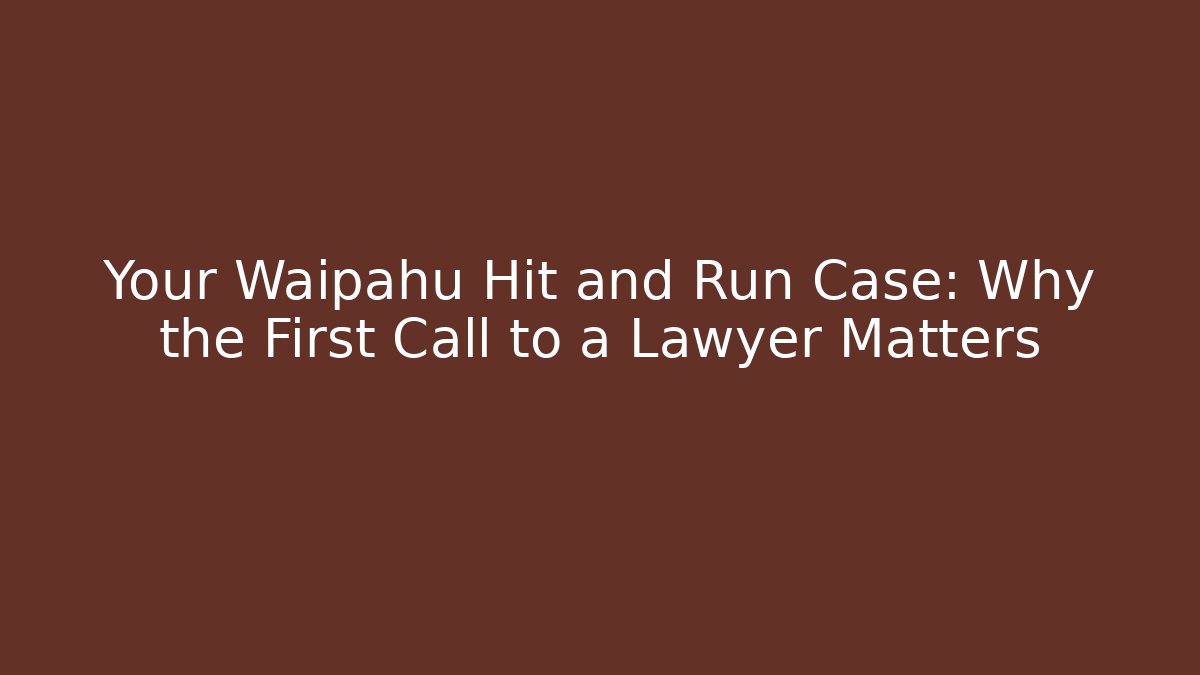 Your Waipahu Hit and Run Case: Why the First Call to a Lawyer Matters