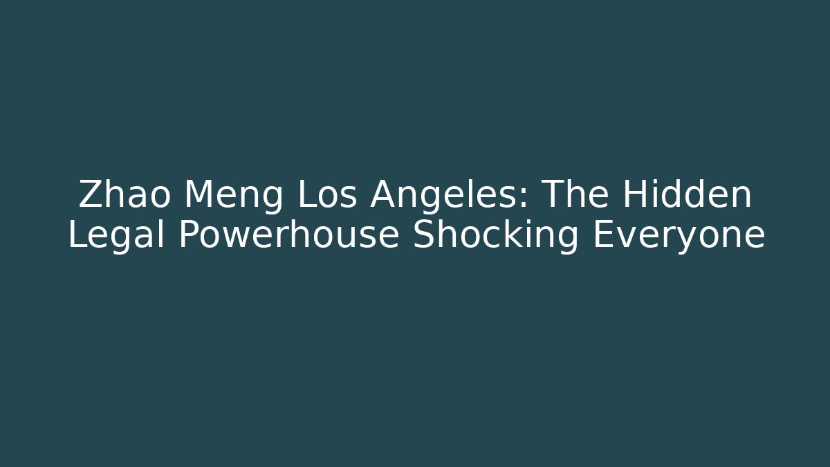 Zhao Meng Los Angeles: The Hidden Legal Powerhouse Shocking Everyone