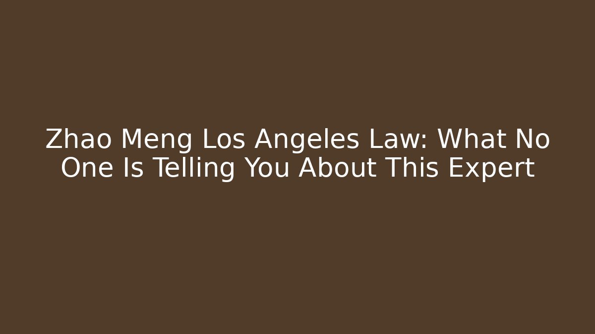 Zhao Meng Los Angeles Law: What No One Is Telling You About This Expert
