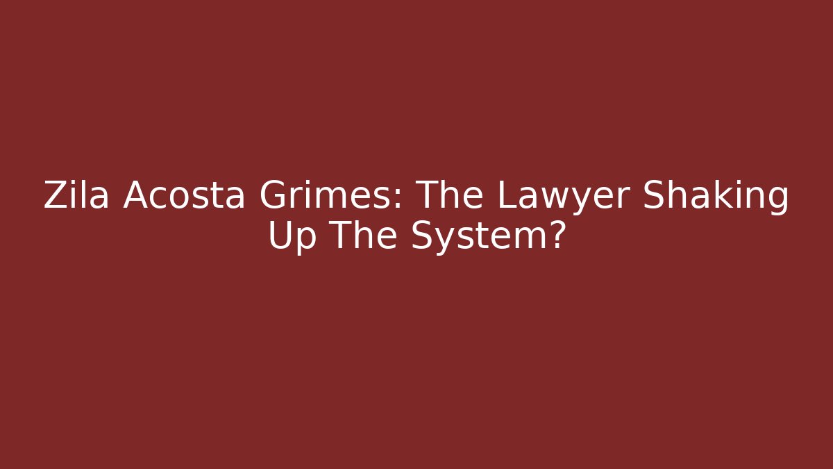 Zila Acosta Grimes: The Lawyer Shaking Up The System?